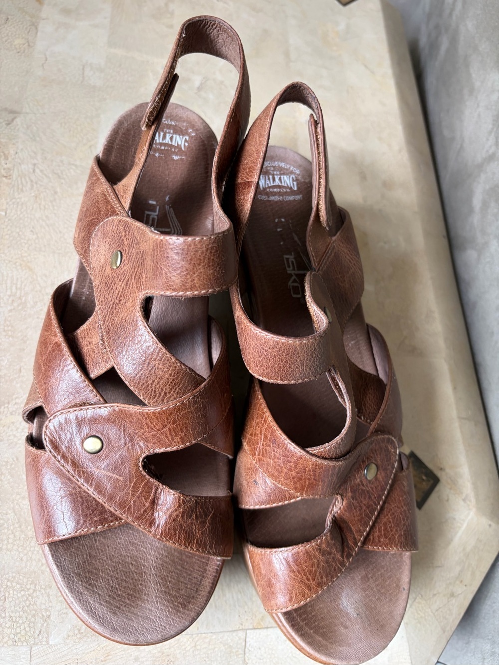 Dansko Brown Leather Strappy Slingback Sandals